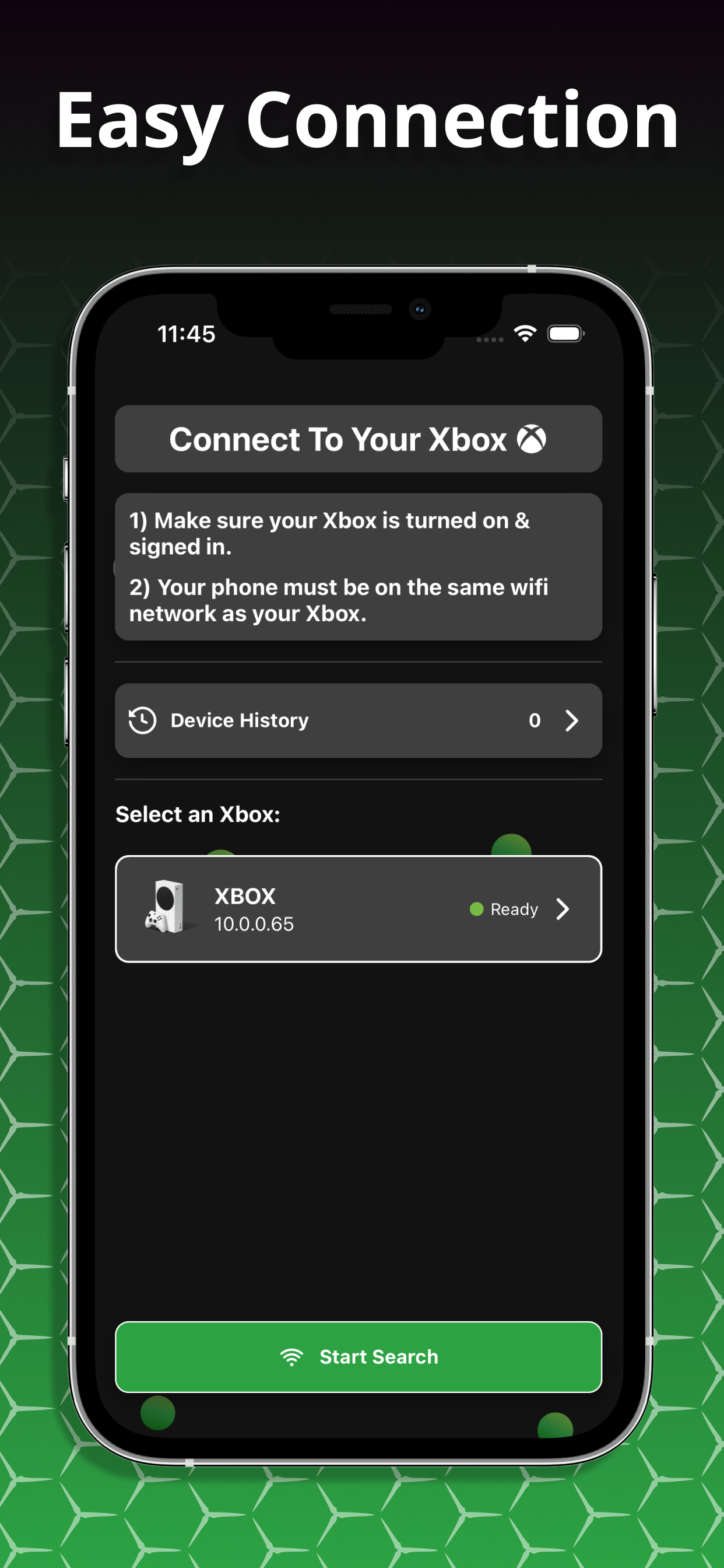 Controller interface of Xbox Controller App